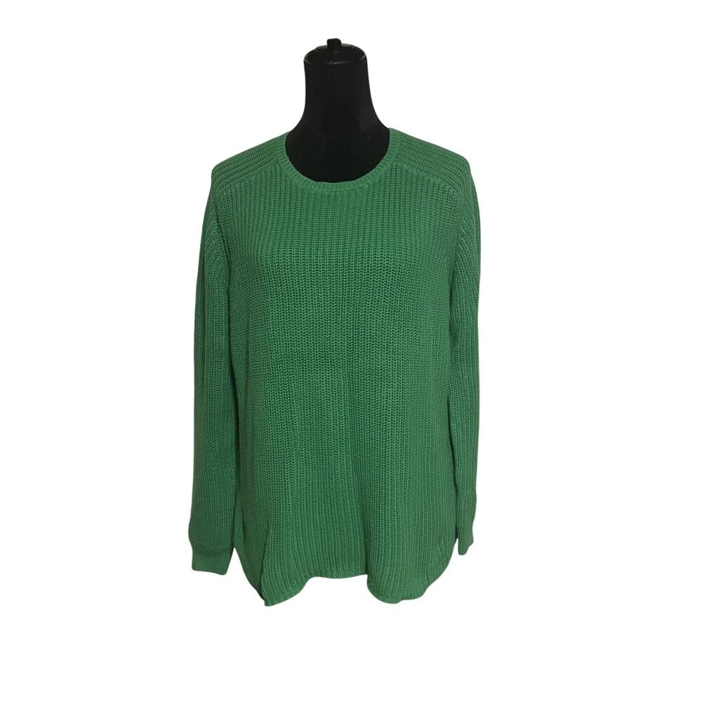 Liz Claiborne Green Cotton Sweater XL Womens Knit Long Sleeve Pullover